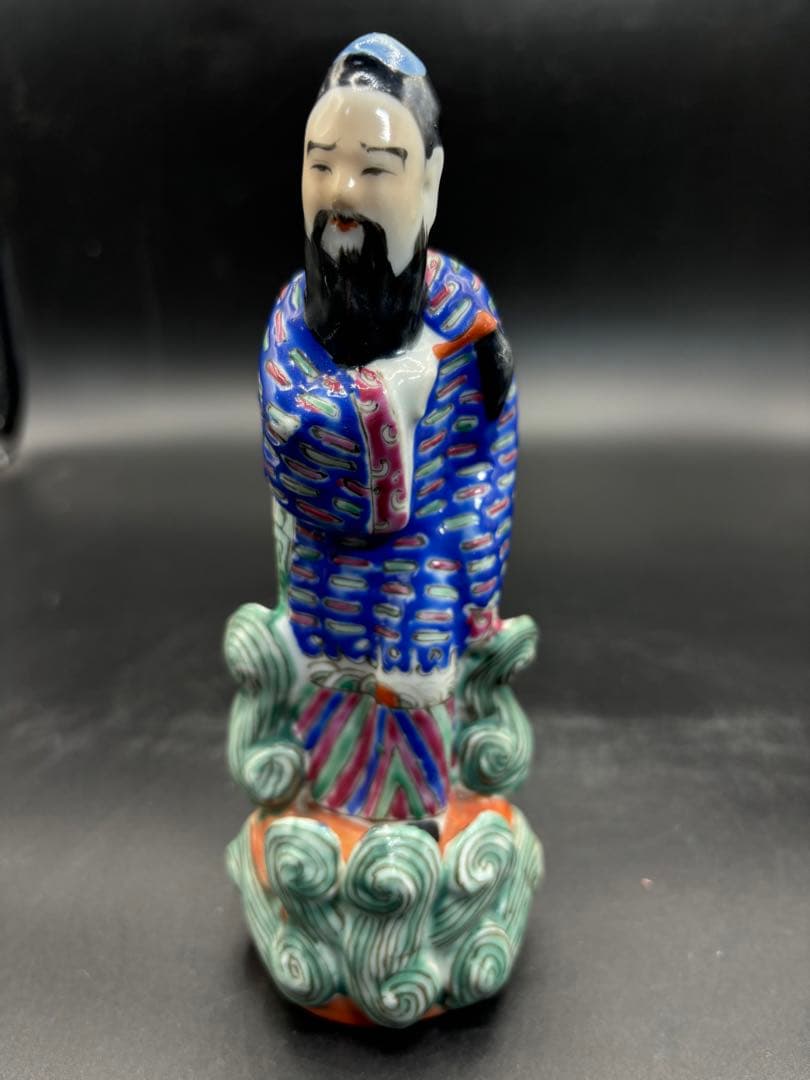 中国美術 古玩 色絵陶人形 陶器人形 高さ約18cm 置物 オブジェ 古董品