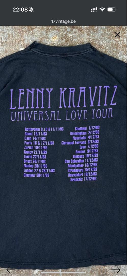 Lenny Kravitz Tシャツ 1993 UNIVERSAL LOVE
