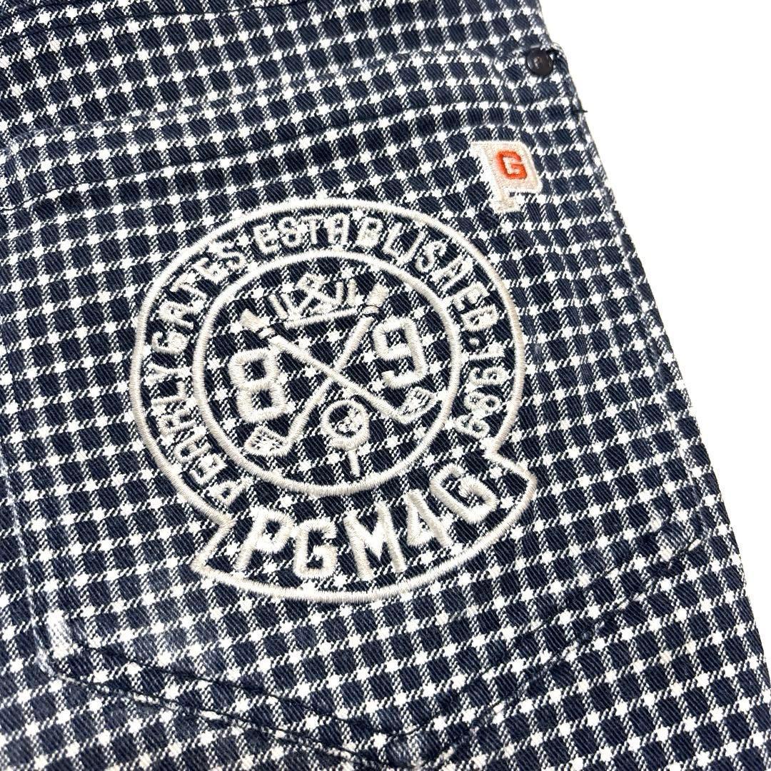 パーリーゲイツ　00/SS レディース　ロングパンツ　ネイビー　チェック　刺繍
