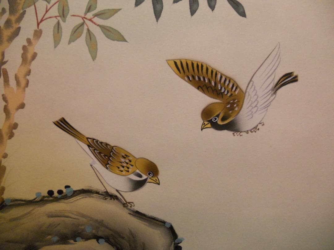 掛け軸 雪華 南天福寿 絹本 希少 軸装 茶道具 掛軸 美品 です。