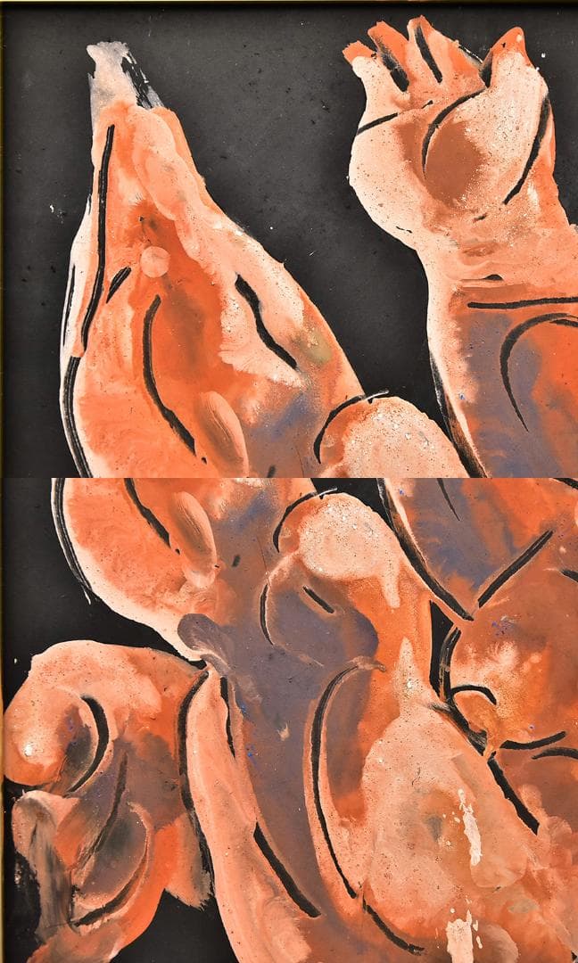 [ 真作 ] 篁牛人 画 水彩画 裸婦 肉筆 額装 8号 縦35cm 横37cm