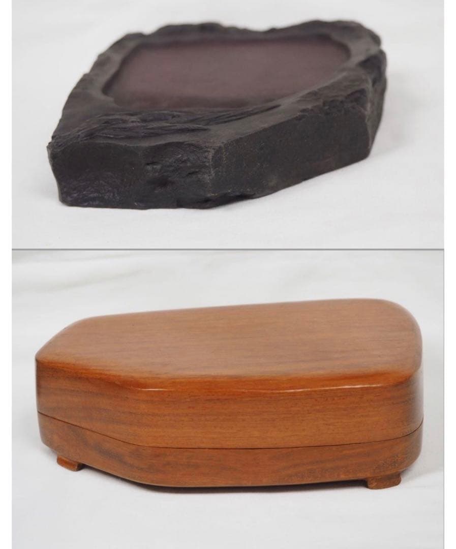 送料無料　端渓名硯 松紋彫刻端渓硯　未使用　中国古美術書道具