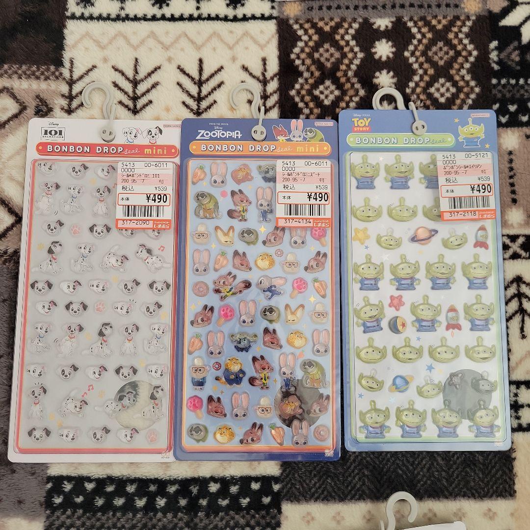 ボンボンドロップシール　ディズニー　ズートピア　ベイマックス　スヌーピー