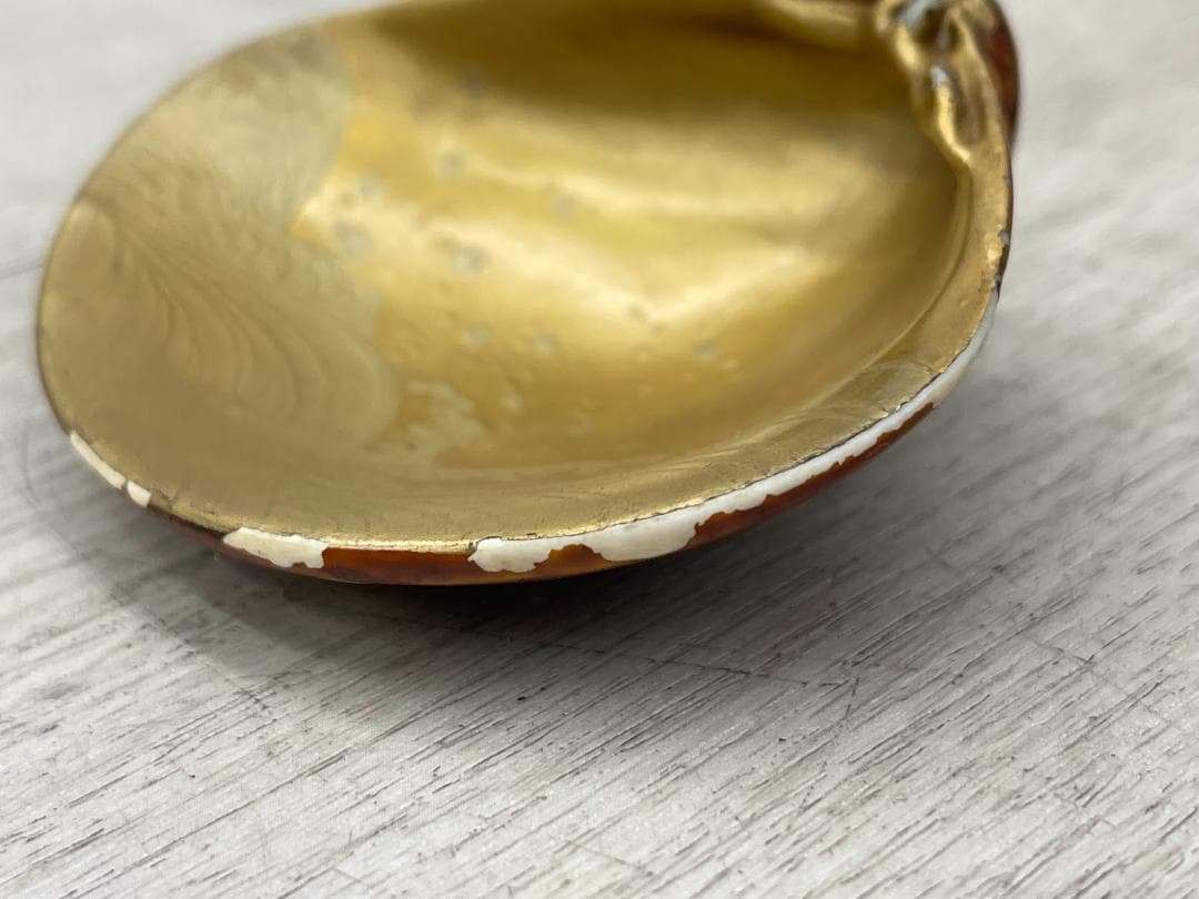 未使用 蛤 香合 蒔絵付 茶道具 内金 共箱 波 松 鳥 抹香 練香