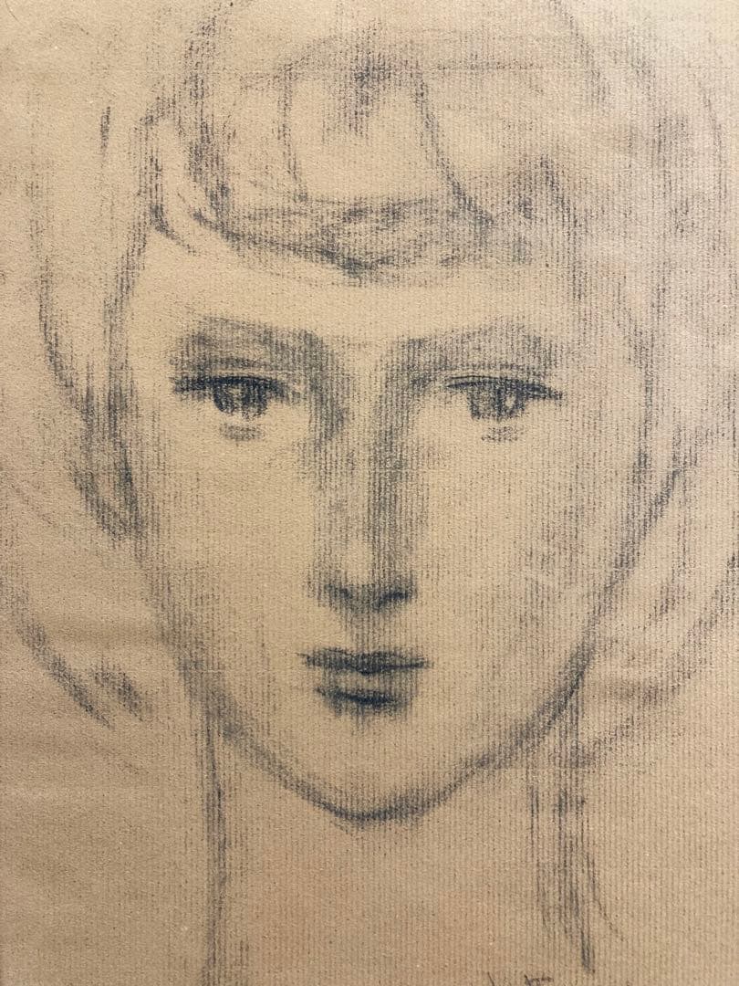 【特別出品】船越保武「女の顔」真筆デッサン 直筆サイン 絵画 彫刻 美人