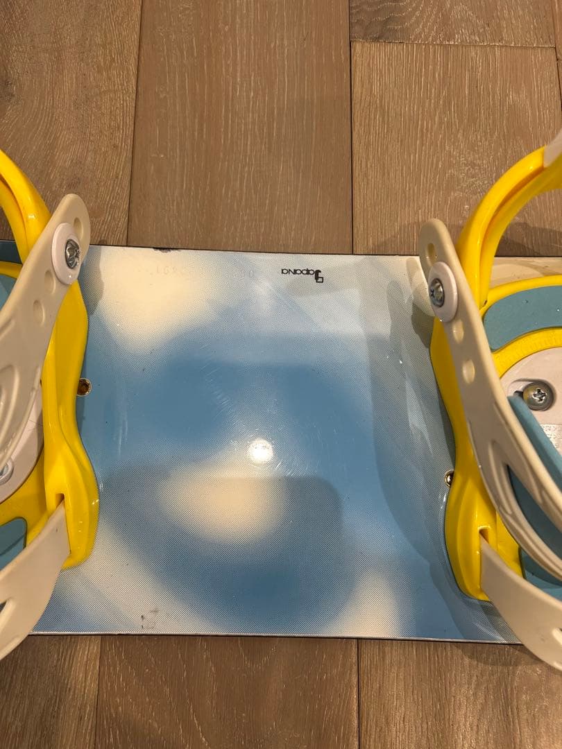 【子供用】スノーボード ビンディング ホワイト/ブルー/イエロー 3点セット