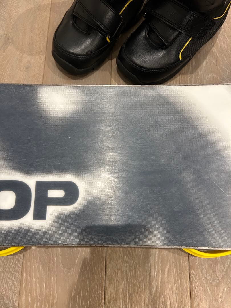 【子供用】スノーボード ビンディング ホワイト/ブルー/イエロー 3点セット