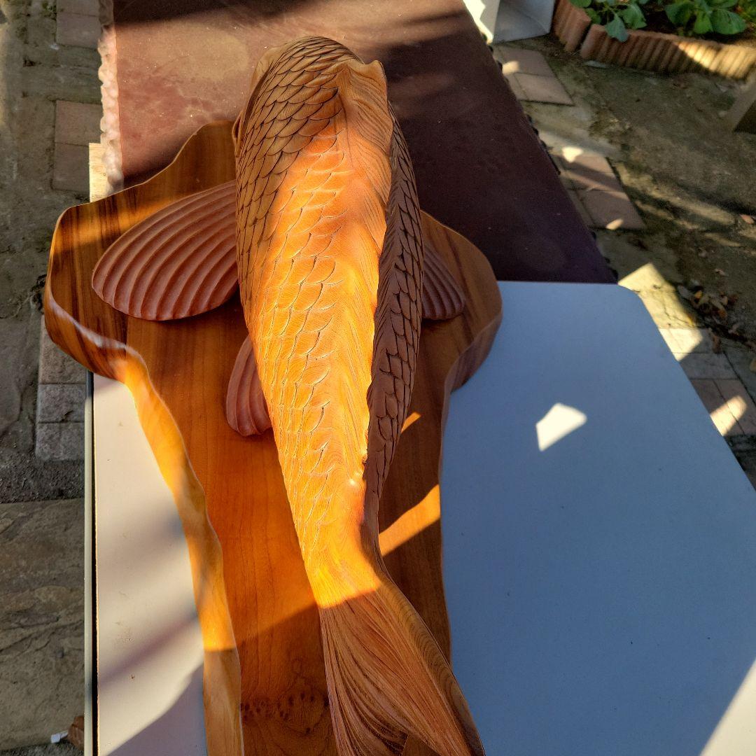 木製 鯉の彫刻 約100cm