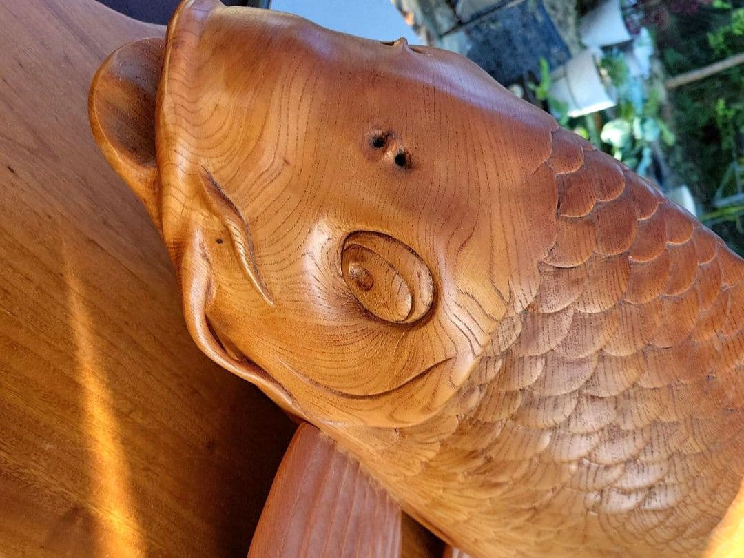 木製 鯉の彫刻 約100cm