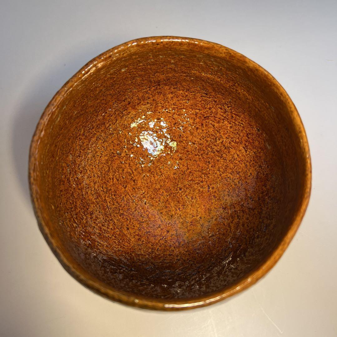 茶道具 大樋焼 飴釉茶碗 加州 三代目 中村梅山 大亀老師箱書