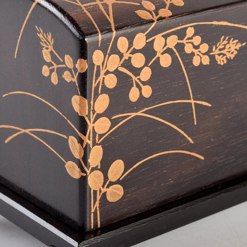 茶道具　道場宗廣作　虫に秋草　黒檀虫篭蒔絵　香合　共箱　M　R5049