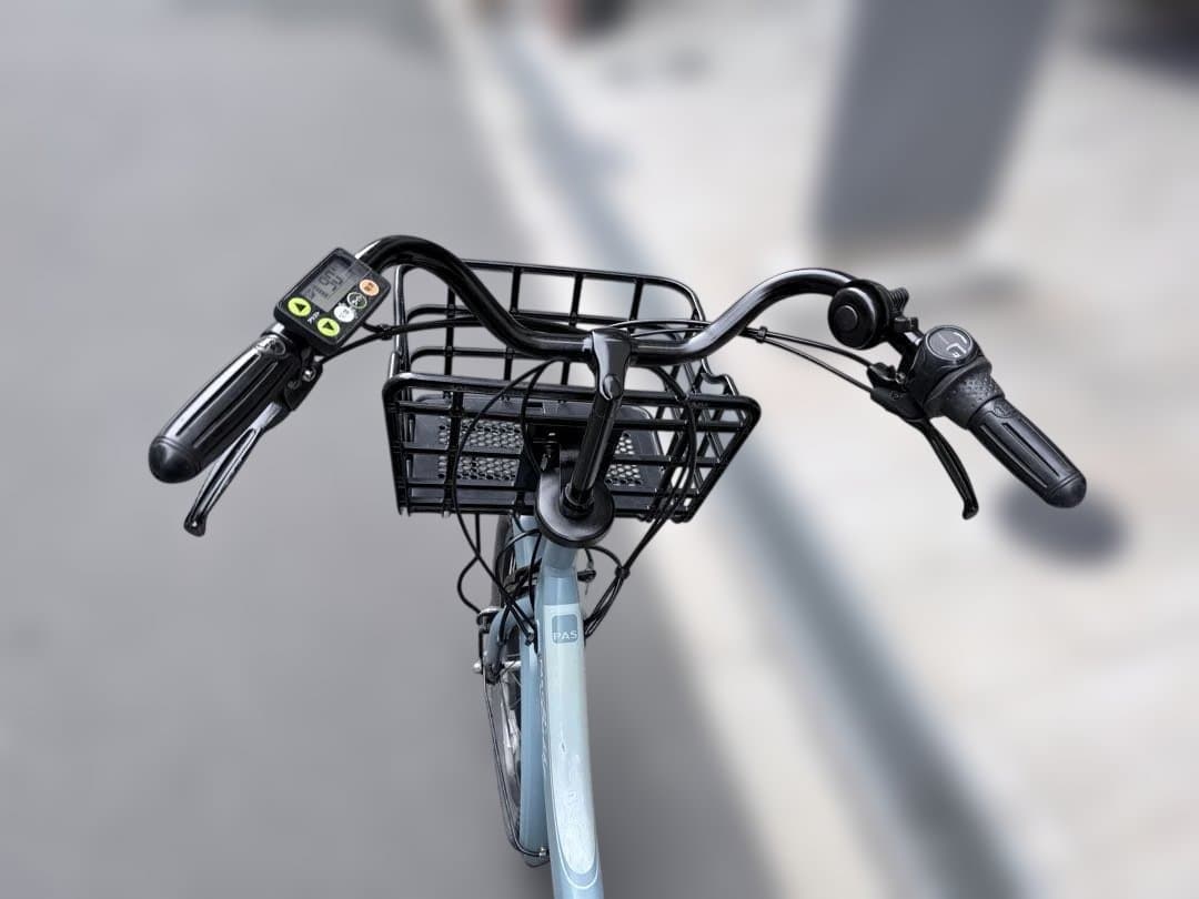 大阪府　子供乗せ　ヤマハ　水色 電動アシスト自転車 チャイルドシート付き