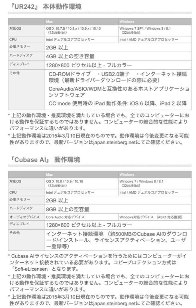 YAMAHA UR242オーディオインターフェース