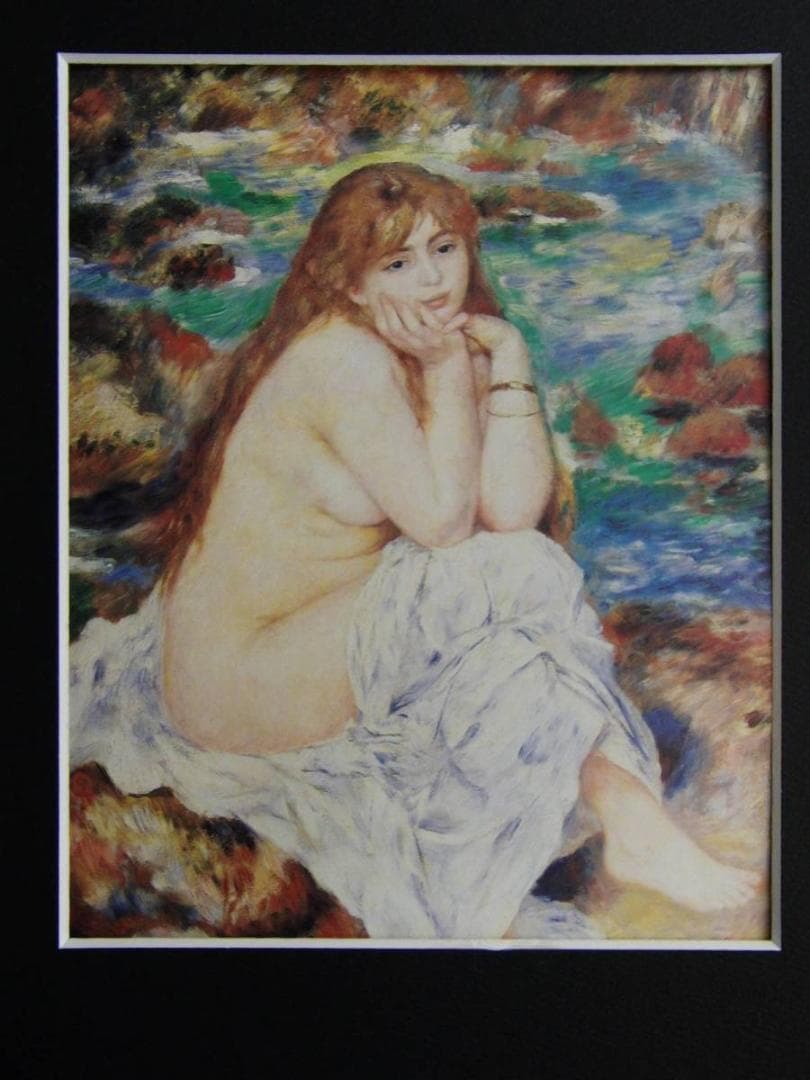 オーギュスト・ルノワール【座る浴女】、希少な画集画、新品高級額・額装付