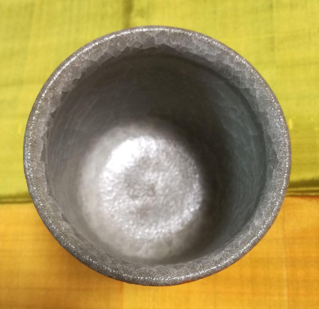 鈴木爽司 真作 色絵金銀彩花鳥図 湯呑