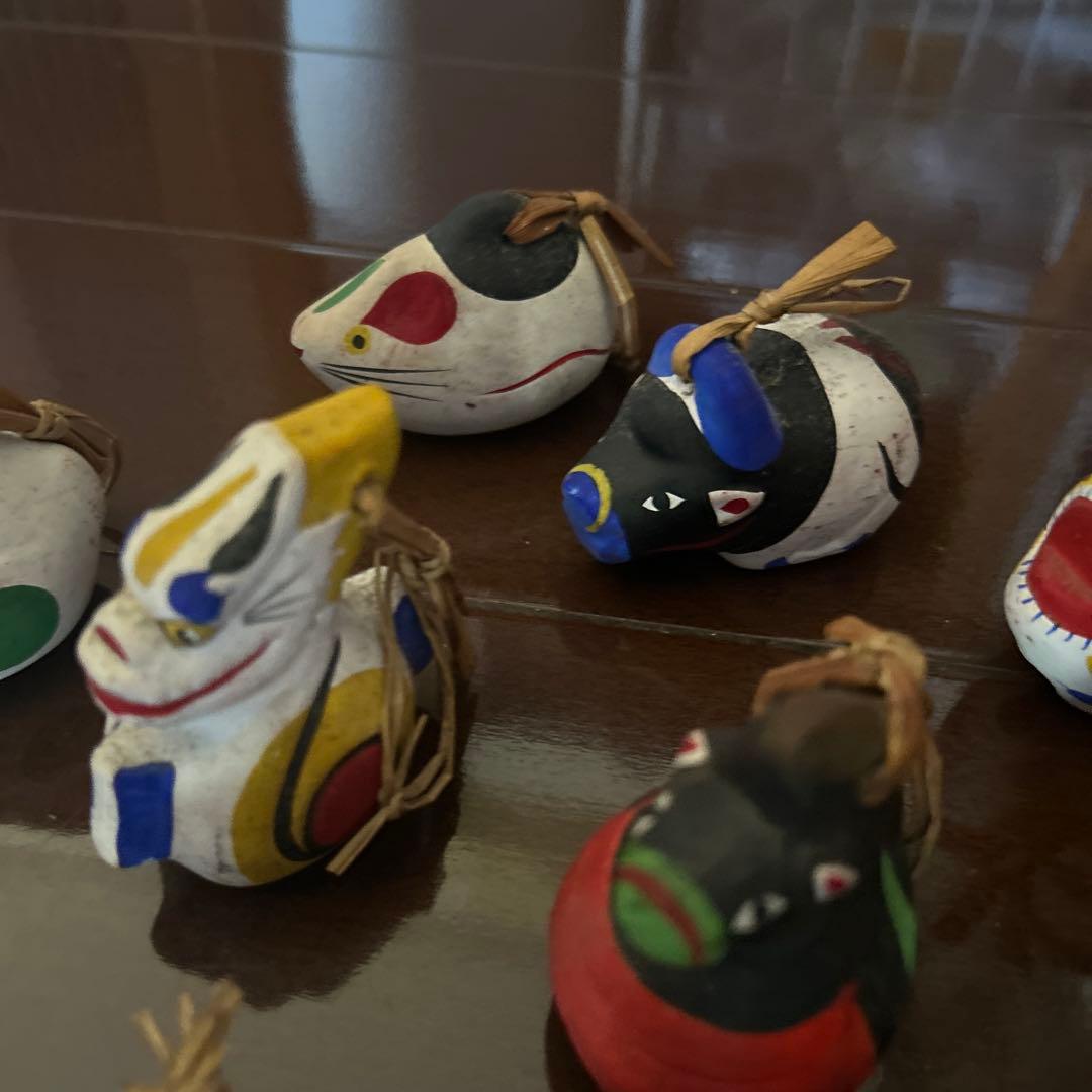 郷土玩具 陶器製動物12体セット　佐賀　のごみ人形