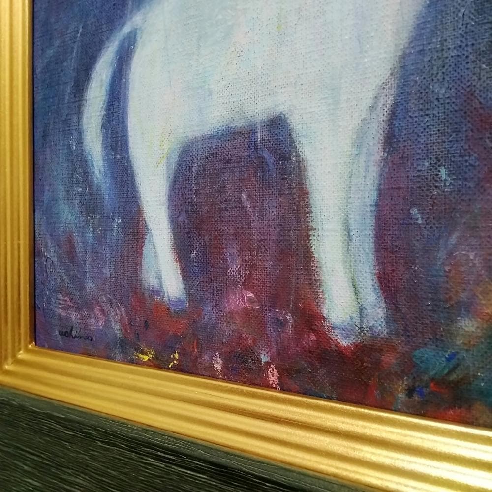 内野隆文　静かな雨と一角獣　絵画　アクリル画　F4号　現代美術　額付　真作