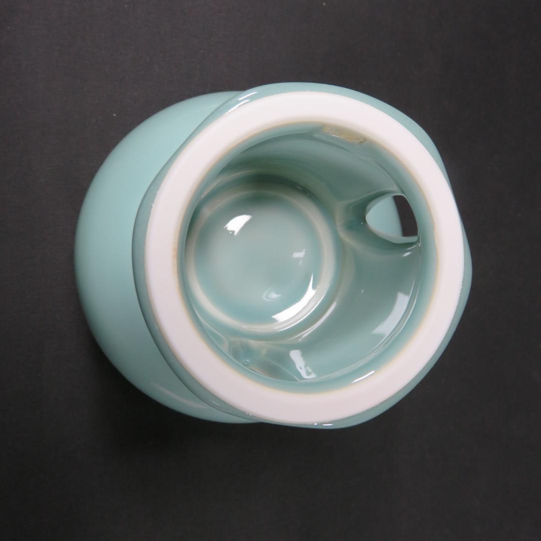 盛器 松本為佐視 木箱 共箱 高台 青 白 透かし高台