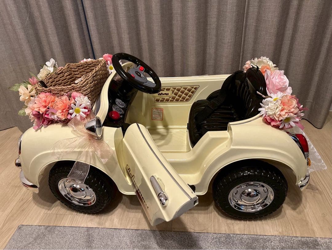 【装飾花＆カゴ付き】電動乗用ラジコンカー　結婚式　リングガール　リングボーイ