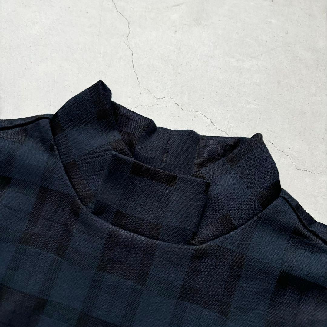 【美品】BEAMS GOLF パープルレーベル チェック柄モックネック長袖シャツ
