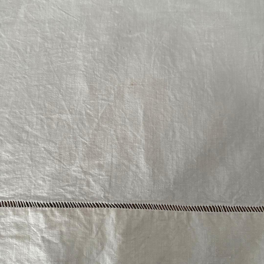 ［訳あり］フランスアンティーク　モノグラム刺繍入り　メティス生地　大判カバー