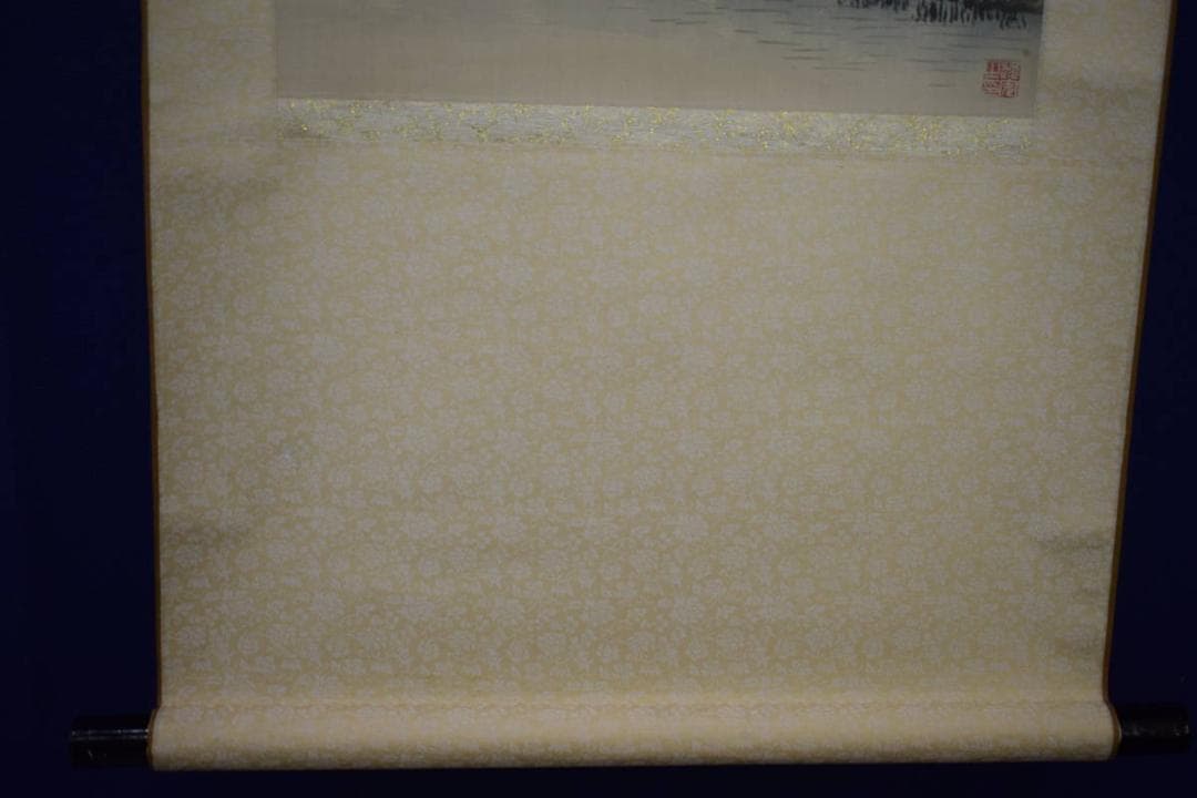 真作/文涛/山水画賛/夏山滴翠/布袋屋掛軸HJ-636