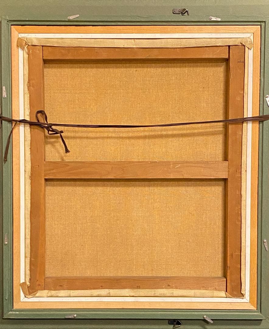 「真作」作者不明　街景画　油絵　油彩画　直筆サイン　額装　F10号