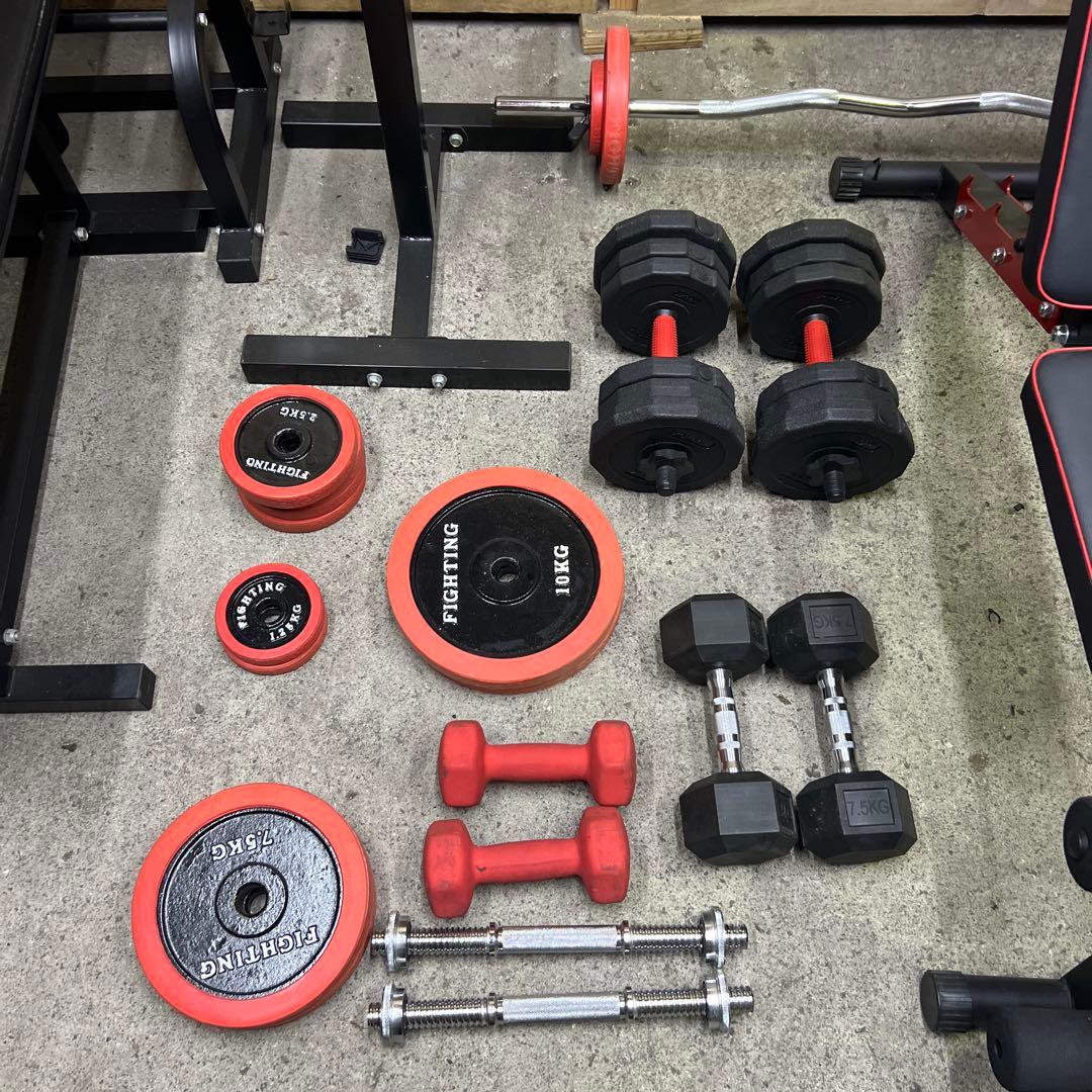 ホームジム　ベンチプレス　100㌔　トレーニングベンチ　ディップスバー等　セット