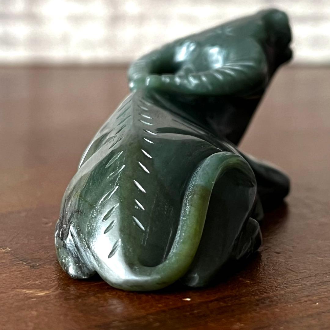 和田玉 青玉 藍青 古翡翠 彫刻 手彫り 牛 ネフライト 軟玉 アンティーク