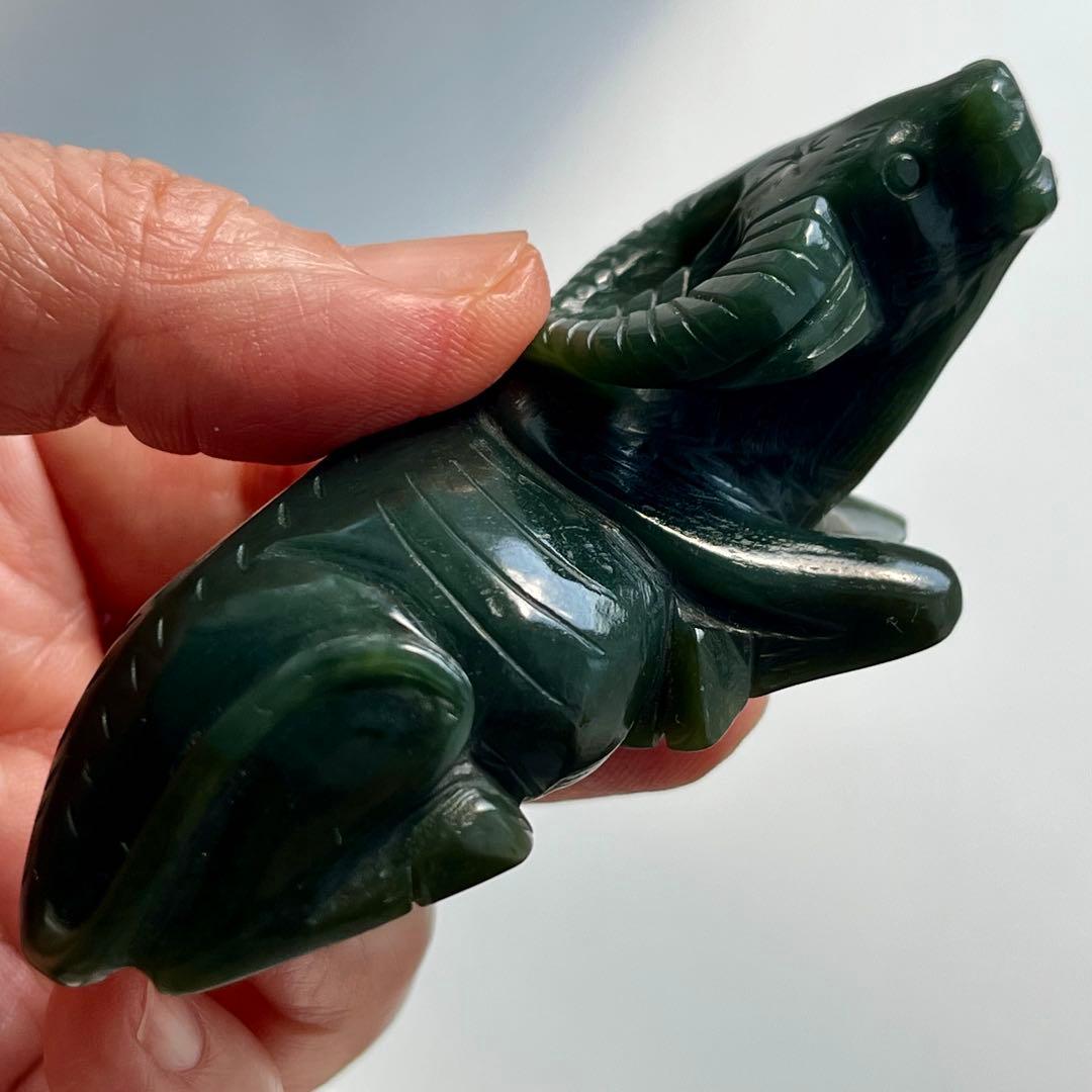 和田玉 青玉 藍青 古翡翠 彫刻 手彫り 牛 ネフライト 軟玉 アンティーク