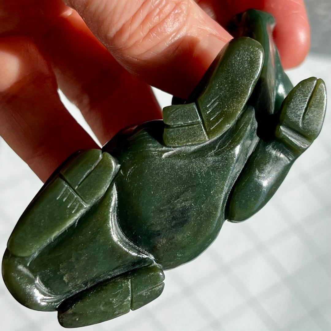 和田玉 青玉 藍青 古翡翠 彫刻 手彫り 牛 ネフライト 軟玉 アンティーク