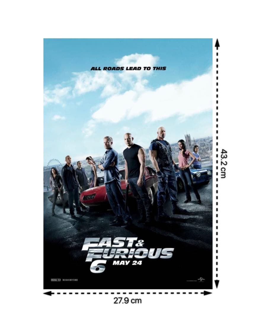 *枚数限定*映画館用片面印刷ポスターUS版:ワイルドスピード ユーロミッション