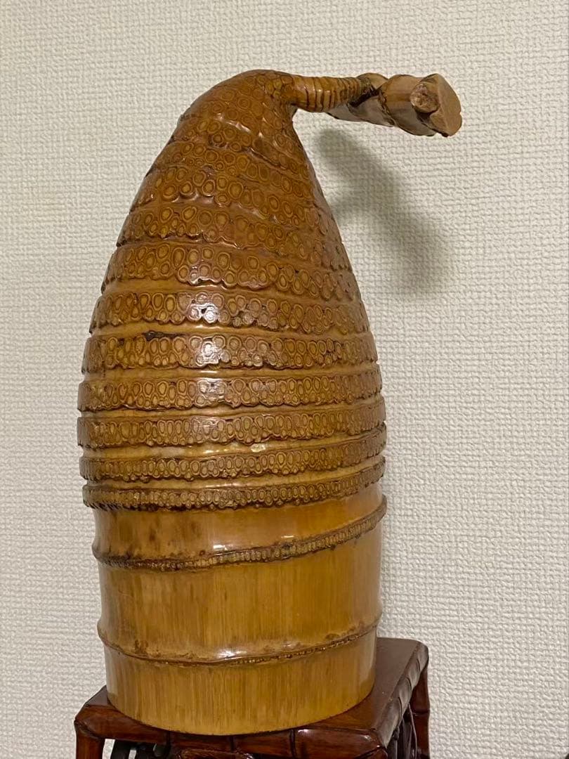 工芸品竹の根置 物飾 日本製 和物花器 年代物 稀少品