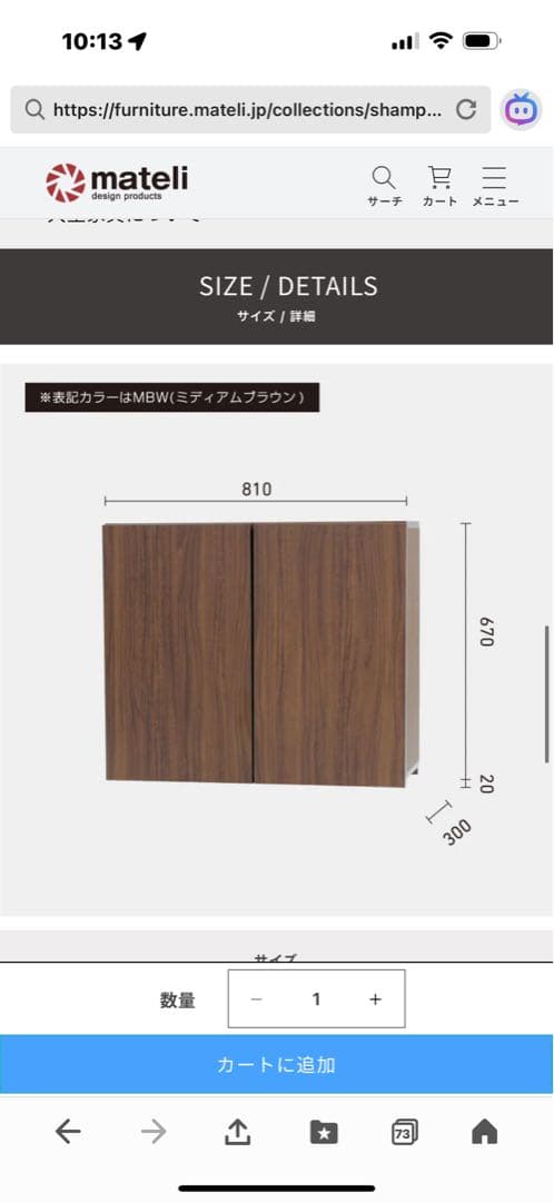 フラットシャンプーキャビネット【上台】扉2枚　高さ690　幅810　DGY