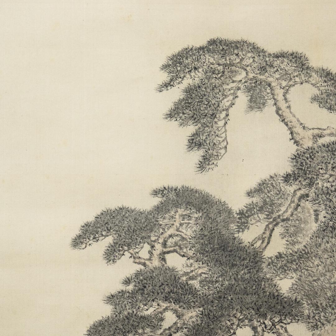 掛軸-987　今尾景年　嵐峡之図　共箱  桜花　京都風景