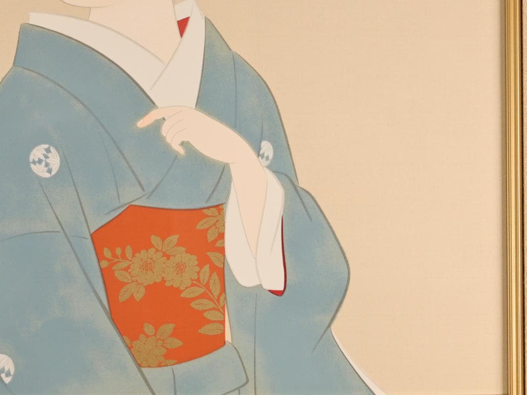 【真作】　上村松園 「 若葉 」　10号　日本画　シルクスクリーン　BK174