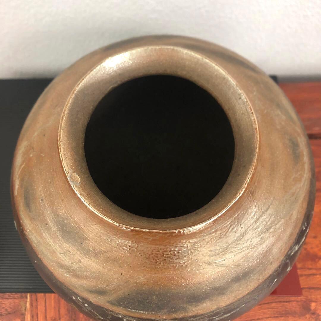 窯元　松園  備前焼   金彩　壺　花入 フラワーベース 花器 花瓶　箱　置物