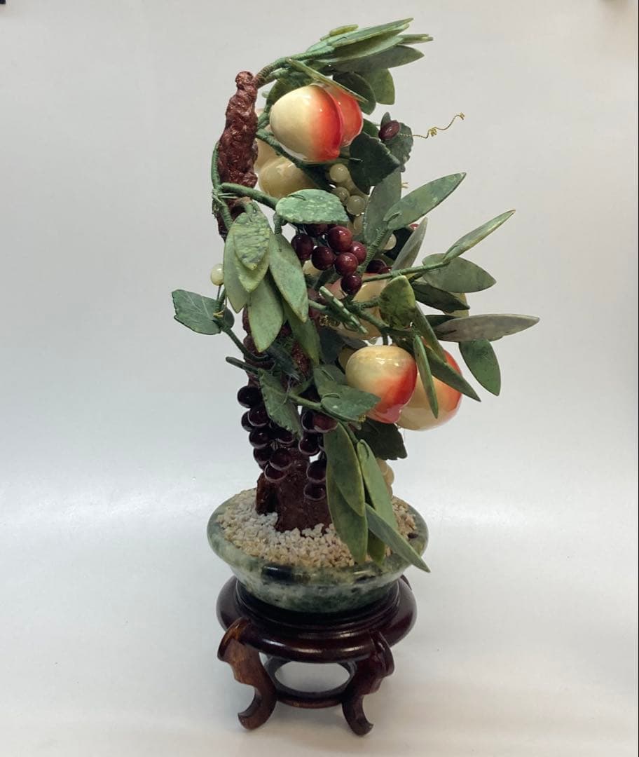 中国美術　天然石　玉石盆栽