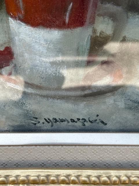 山崎　翠祥「薔薇」油絵・F10号 人気画家　日肖芸理事　東峰美術館　真作保証