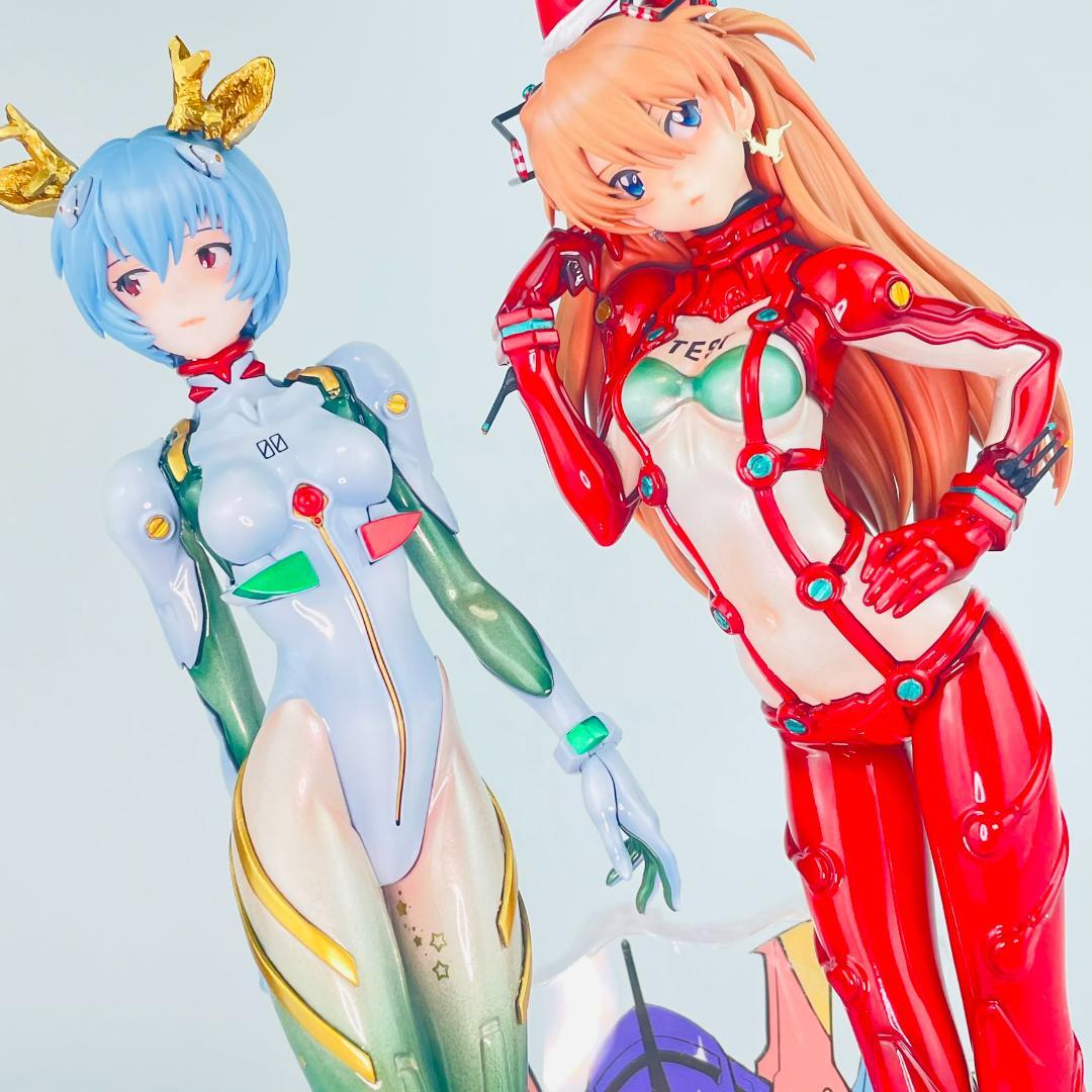 全塗装完成品 綾波レイ アスカ エヴァ クリスマス フィギュア ガレージキット