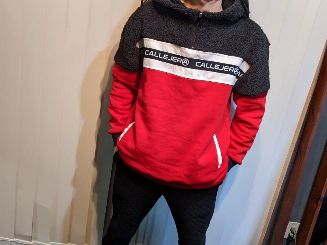 カジェヘラ　切替　ボア　ハーフジップ　パーカー　スウェット　ゴルフ　ウェア　黒