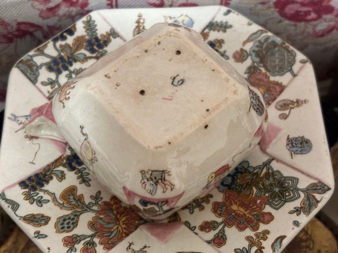 希少フランスアンティーク　サルグミンヌ　アンファンリシャールのカップ&ソーサー③