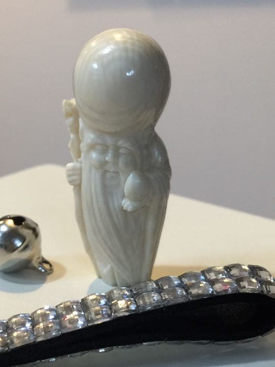 縁起物 天然物 七福神 寿老人 ストラップ