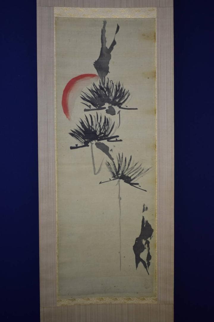 真作/狩野常信/旭日松図/布袋屋掛軸HG-710