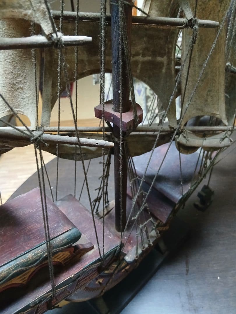 木製帆船モデルスタンド付き