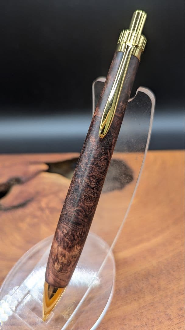 566極上　ホンジュラスローズウッド　瘤杢　木軸シャーペン　ボールペン