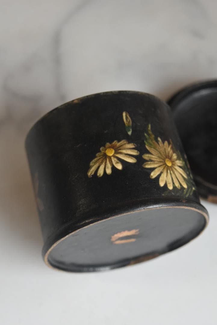 パピエマシェ　マーガレットの小物入れ　フランスアンティーク ナポレオン三世