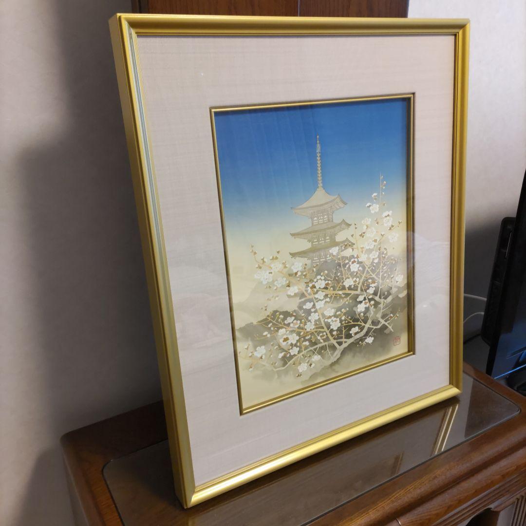 平川敏夫の雪月花のオリジナルリトグラフ、限定120/10限定品、絵画