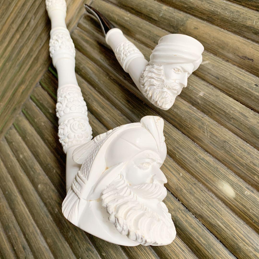 メシャムパイプ　全長約30cmのメシャムパイプと2つセット　海泡石製