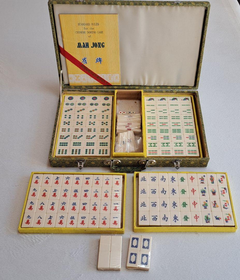 中国製 麻雀セット 伝統的デザイン 収納ケース付き